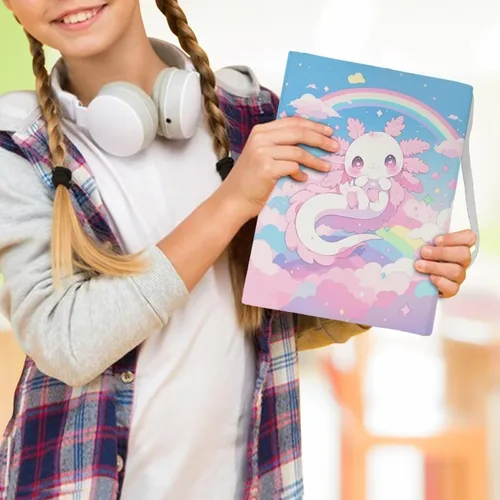 Vista 5 de FOR U DESIGNS Axolotl Rainbow Kawaii - Funda protectora personalizada para libros de tapa suave, 9 x 11 pulgadas, funda de tela elástica, lavable