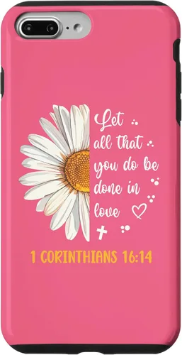 Vista 12 de Linda Daisy 1 Corinthians 16:14 Love Bible Verse for Women Case for iPhone 17