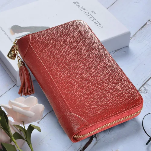 Vista 2 de Easyoulife - Monedero de cuero con cremallera billetera portatarjetas para mujer bloqueo RFID