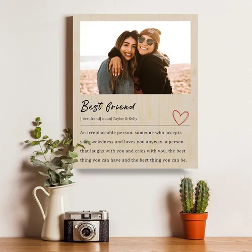 Vista 3 de Regalos de cumpleaños de mejor amiga para mujeres, regalos personalizados para mejor amiga hermana, impresiones de madera personalizadas con fotos