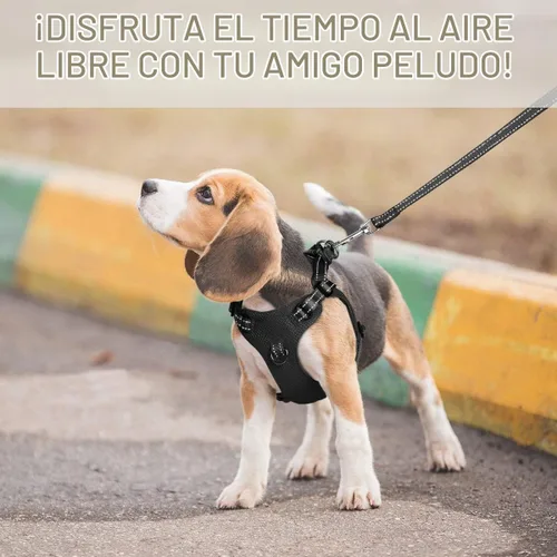 Vista 8 de Arnés para perro, arnés reflectante ajustable sin tirones, transpirable suave para perros pequeños y medianos, gatos, negro, XXS