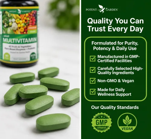Vista 7 de Potent Garden Multivitamínico para hombres y mujeres – 42 frutas y verduras, probióticos y enzimas, suplemento alimenticio integral diario