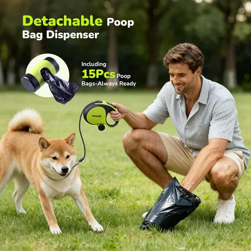 Vista 8 de Pecute - Correa retráctil para perro con cable a prueba de mordiscos - 18,2 pies de correa retráctil resistente para mascotas con dispensador
