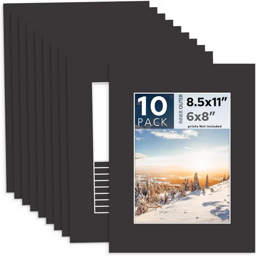 Vista 19 de MBC MAT BOARD CENTER, Paquete de 10 marcos de cartón para fotos negros de 4x6 pulgadas para 3x5 pulgadas, corte biselado, sin ácido, grosor de 4