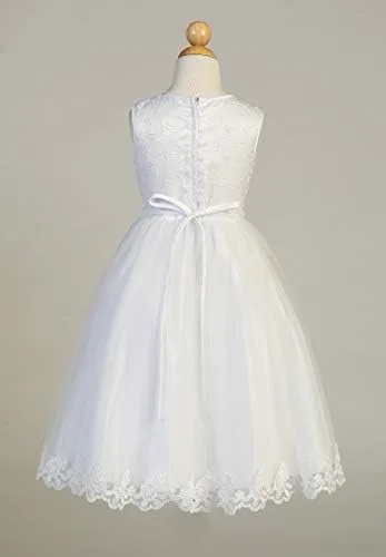 Vista 3 de Vestidos de Primera Comunión para Niñas 7-16 Vestido de Santa Comunión Blanco Vestidos de Primera Comunión para Niñas Plus