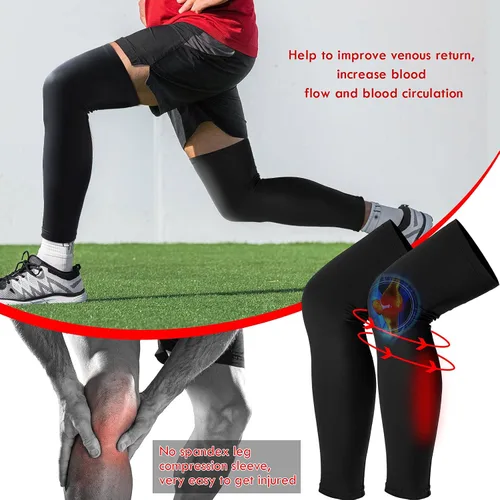 Vista 5 de Mangas de compresión para piernas, manga larga para rodilla, protección UV, para hombres y mujeres, deporte, baloncesto, fútbol americano