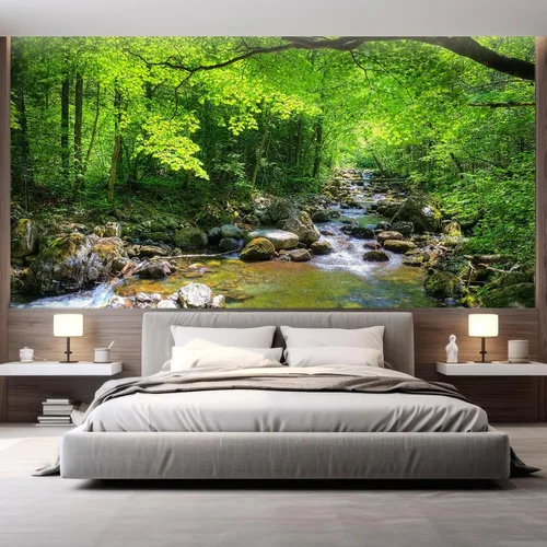 Vista 105 de wall26 Mural de pared extraíble mural de pared cascada escénica luz del sol río bosque naturaleza vida silvestre fotografía realismo paisaje rústico