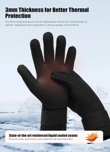 Vista 4 de Hevto Guantes de buceo de neopreno de 0.118 in GBS para hombres y mujeres, guantes de buceo impermeables para mantener el calor en agua fría