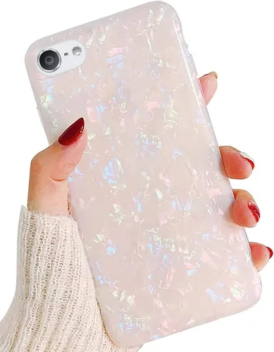 Vista 8 de J.West - Funda para iPod Touch de 7ª Generación - Funda de TPU de silicona suave con diseño de estampado de leopardo blanco brillante, translúcida