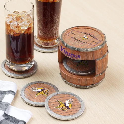Vista 85 de FOCO NFL Team Logo 5-Pack Barrel Beverage Drink Coaster Set