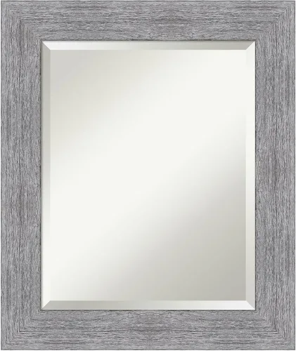 Vista 25 de Amanti Art Brown Wall Mirror 25x21 Bark Rustic Char Rectangle Bathroom Mirror for Wall Decor Living Room, Small Rustic Farmhouse Frame, Hangs