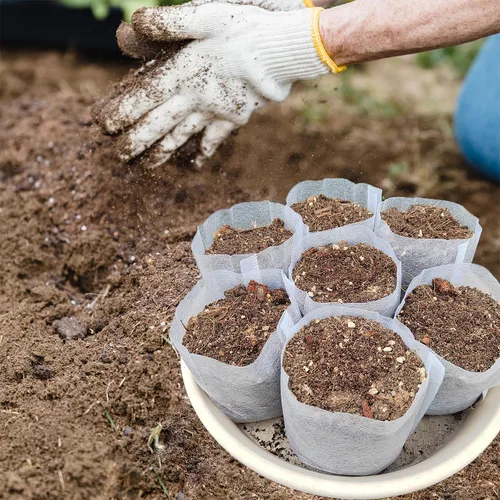 Vista 2 de Bolsas de cultivo de vivero Belit, 100 piezas de macetas de plántulas de tela, bolsa no tejida para semillas de plantas de jardinería, papa, flor