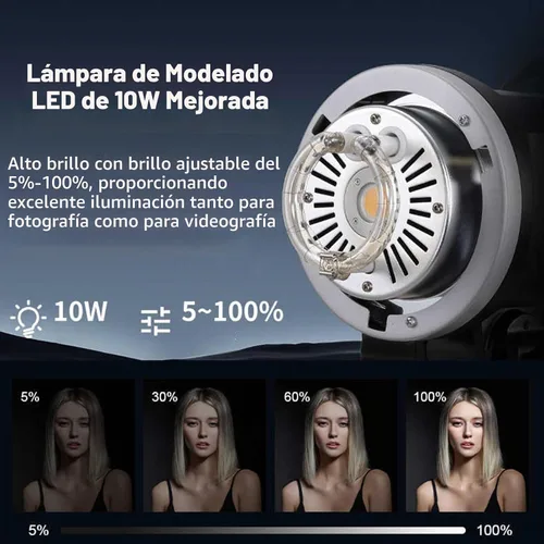 Vista 2 de GODOX MS300V Studio Flash Fotografía Kit de luz,300Ws con soporte,Softbox