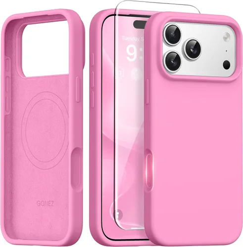 Vista 67 de GONEZ Funda magnética para iPhone 14, compatible con Magsafe, con protector de pantalla + protector de cámara, forro de microfibra antiarañazos