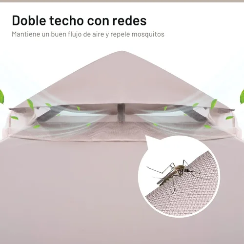 Vista 6 de LAUSAINT HOME - Cenador para exteriores de 8 x 8 pulgadas con cortinas Caqui