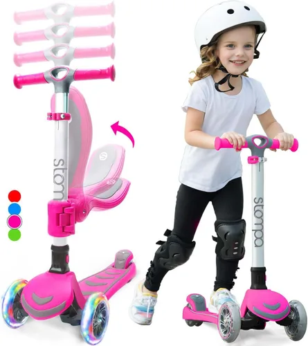 Vista 9 de Toddler Scooter 2-in-1 Light Up 3 Wheel Scooters with Seat for Ages 3+