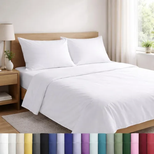 Vista 50 de Mattress-Homes Juego de sábanas de 4 piezas ultra lujosas 100% algodón suave de fibra larga de 16 pulgadas de profundidad, tamaño individual lavable