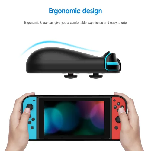 Vista 3 de JETech Protective Case for Nintendo Switch 2017, Grip Cover with Shock-Absorption and Anti-Scratch Design (Black)