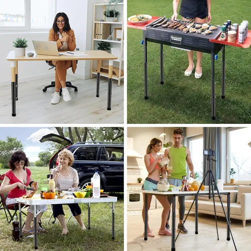 Vista 7 de Paquete de 4 extensores de patas de mesa, elevadores ajustables para patas de mesa, extensiones de patas de escritorio de acero resistente negro