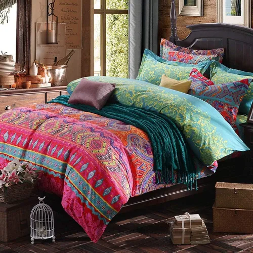 Vista 162 de ABREEZE Juego de funda de edredón tamaño individual con cierre de botón, 100% algodón egipcio, juego de ropa de cama floral de granja, color rosa, 3
