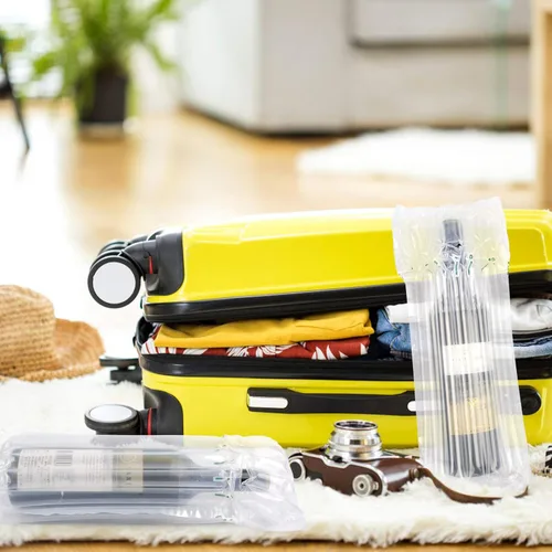 Vista 2 de Paquete de 5 bolsas de viaje para botellas de vino con bomba – Bolsas protectoras inflables de columna de aire para envío y equipaje Air-Column