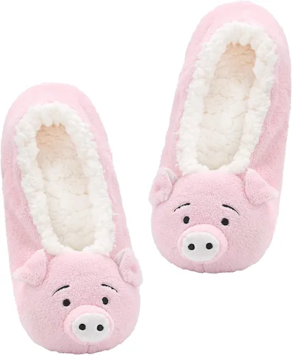 Vista 11 de Panda Bros - Pantuflas gruesas y cálidas para mujer con suela antideslizante, zapatos de casa con diseño de personajes, pantuflas novedosas