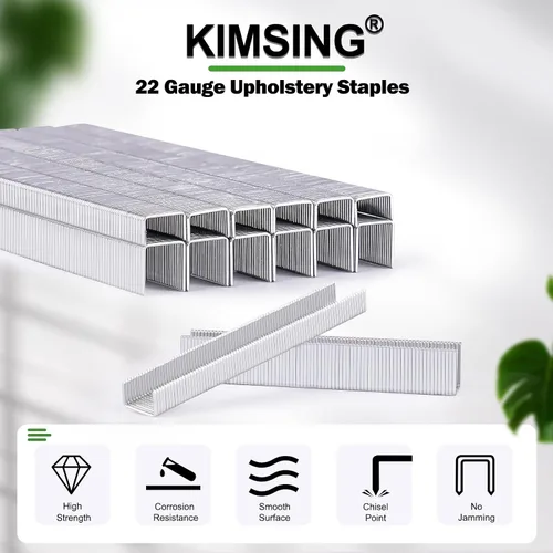 Vista 2 de Kimsing - Grapas de tapicería galvanizadas calibre 22, serie 71, corona de 3/8 pulgadas de longitud de la pierna, 10,000 grapas de alambre fino