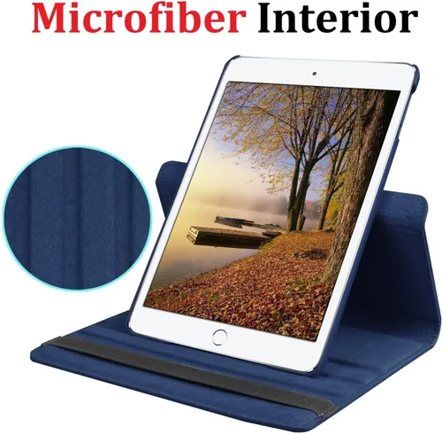 Vista 6 de Vultic Funda giratoria para iPad mini 1/2/3, soporte de 360 grados [apagado automático/activación] Folio PU cuero Smart Cover (azul claro)