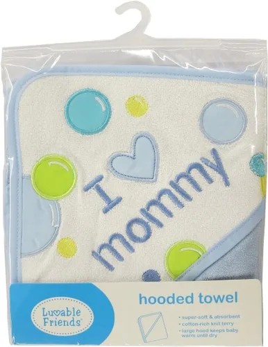 Vista 3 de Luvable Friends Toalla y toallita unisex con capucha para bebé, ballena azul, talla única (paquete de 2)