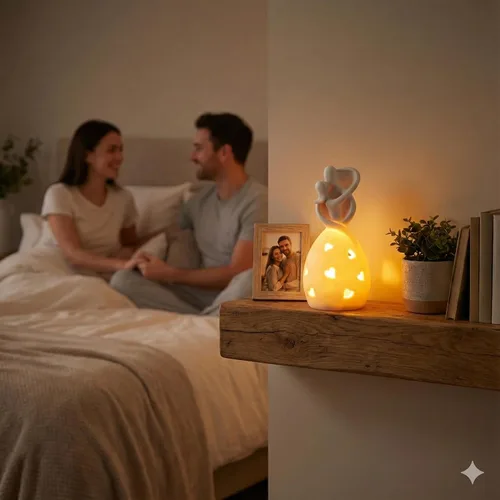 Vista 5 de Estatua de portavelas Infinity Love con vela LED parpadeante para parejas, esposa, marido, él o ella, despedida de soltera, compromiso, padres Blanco