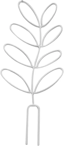 Vista 6 de Enrejado de jardín, enrejado pequeño en forma de hoja de hierro forjado para vides, rosas, plantas trepadoras, plantas en maceta (blanco)