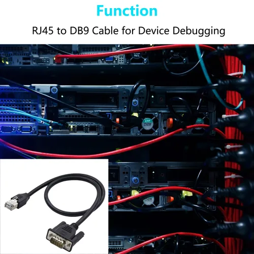 Vista 7 de Cable RJ45 a DB9 RJ45 macho a DB9 9 pines macho RS232 Puerto serie Cat5 Ethernet LAN Cable de consola RJ45 a RS232 Dispositivos de red Cable