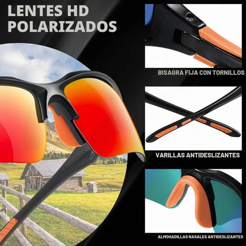 Vista 5 de Sports Polarized Sunglasses for Men Cycling Running Fishing UV Protection Sun Glasses Lightweight Half Frame Goggles