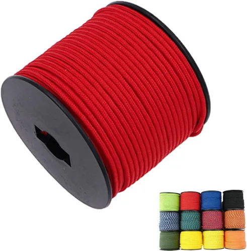Vista 5 de Cuerda de nailon trenzada sólida de 1/8 pulgadas (3mm) de 164 pies, 5 hebras, paracord, cuerda delgada para manualidades, multiusos, resistente a