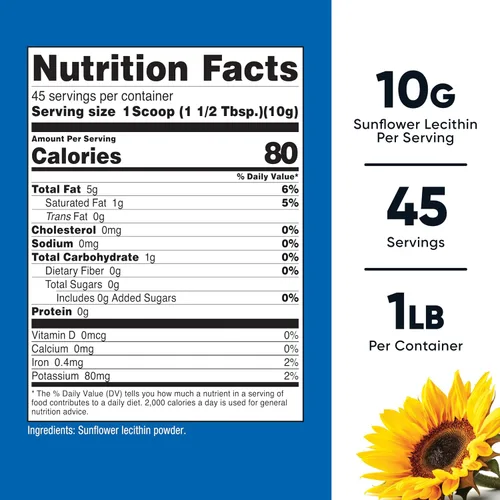 Vista 2 de Nutricost Lecitina de Girasol (1 Libra) - Fosfatidilcolina Natural, Vegana, Sin Gluten, Sin OMG