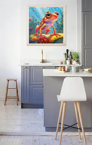 Vista 2 de Diymood Pintura por números para niños y adultos, rana, pintura al óleo de mascotas, kits de pintura acrílica por números para niños y adultos