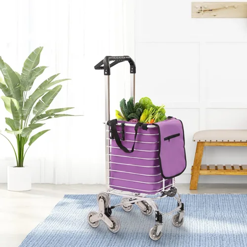 Vista 2 de Carrito de compras plegable, gran capacidad, aluminio y acero inoxidable para comestibles, lavandería, garaje