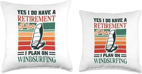Vista 3 de Windsurf Surfing & Windsurfing Apparel Yes I Have Retirement Plan, Windsurfer Throw Pillow, 16x16, Multicolor