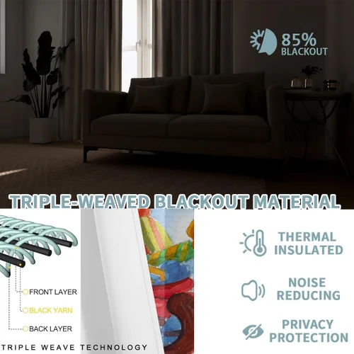 Vista 7 de Cortinas opacas de muñeco de nieve de Navidad para niñas y niños, decoración del hogar, invierno, Papá Noel, trineo, regalo, con ojales, aislamiento