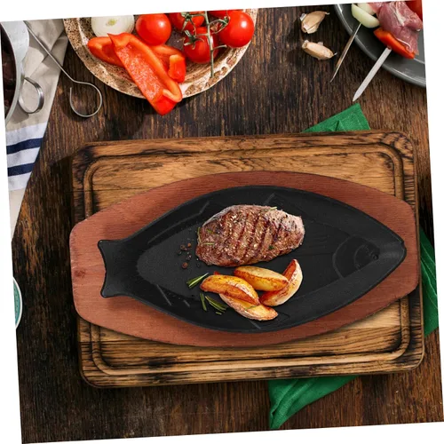 Vista 6 de DOITOOL Sartén antiadherente con forma de pescado para carne y panqueques, portátil, para freír barbacoas, placa de cocción de hierro fundido