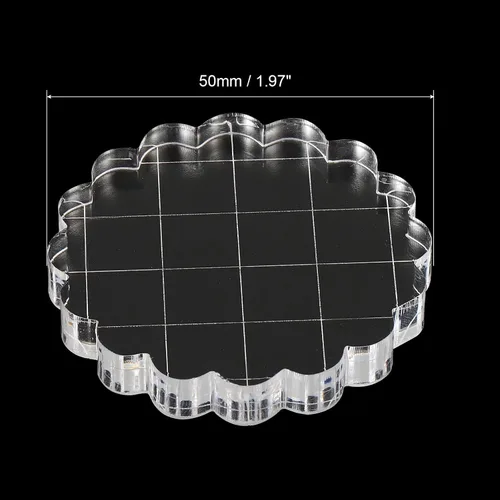 Vista 2 de PATIKIL Bloque de sello acrílico de 2 pulgadas, bloque de estampado transparente con líneas de cuadrícula, bloques de montaje decorativos redondos