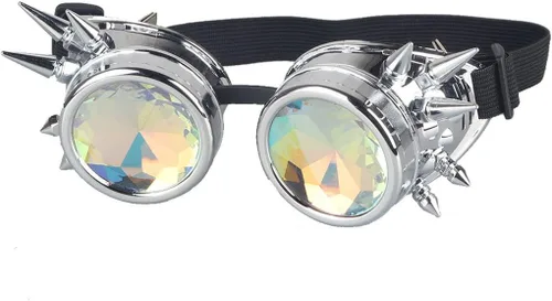 Vista 5 de Anteojos para fiesta con lentes de cristal diseño de caleidoscopioarco iris. Entrega en 3-5 días.