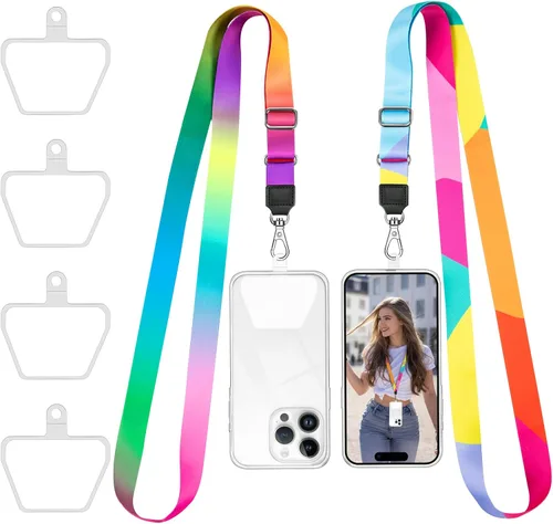 Vista 7 de Doormoon Cordón para teléfono, correa ajustable universal para el cuello, para llaves, insignias de identificación, cordón para teléfono celular