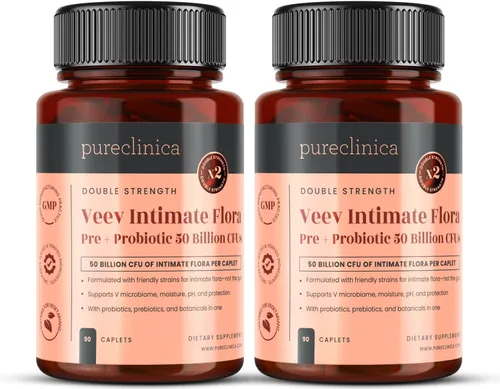 Vista 9 de pureclinica Veev Flora íntima - Soporte para microbioma vaginal e intestinal - 50 mil millones de UFC - Probióticos, prebióticos, arándano