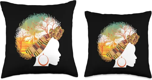 Vista 3 de Cool Love Afro American Melanin Culture Designs El mejor regalo de reina africana Almohada para mujer amante del safari de raíces negras, 16 x 16