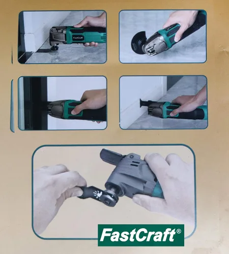 Vista 9 de FastCraft - Multiherramienta oscilante de 42 piezas + 40 piezas de hoja y lijadora Kit de potencia garantizada/sin llave/6 velocidades/corte de 3-4