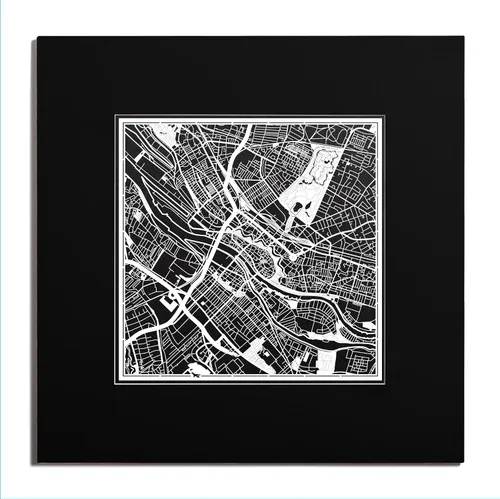 Vista 15 de O3 Design Studio Mapa de corte de papel de París, color negro mate, 20 x 20 pulgadas, arte en papel
