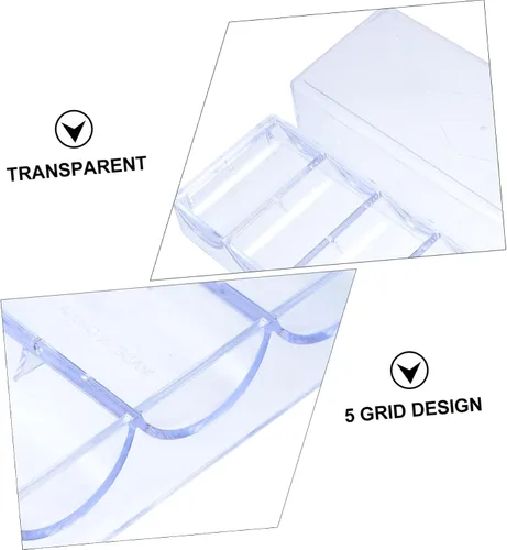 Vista 9 de LABRIMP Contenedor de almacenamiento de 5 compartimentos de plástico, caja de chips, contenedor transparente, caja organizadora transparente