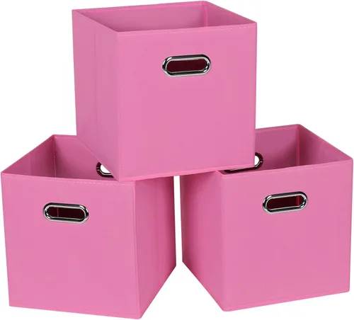 Vista 20 de STOREONE - Cubos de almacenamiento de tela con contenedores de cestas (28x28x28 cm) con asas dobles para estante, armario, organizadores de Negro