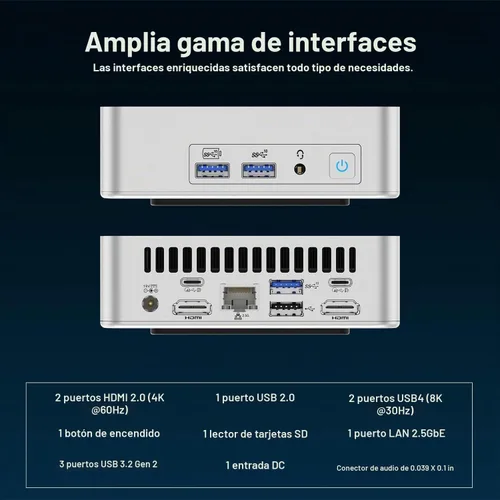 Vista 4 de GEEKOM Mini PC Gaming XT12 Pro, Intel i9-12900H, 32 GB de RAM y SSD de 1 TB Blanco frío